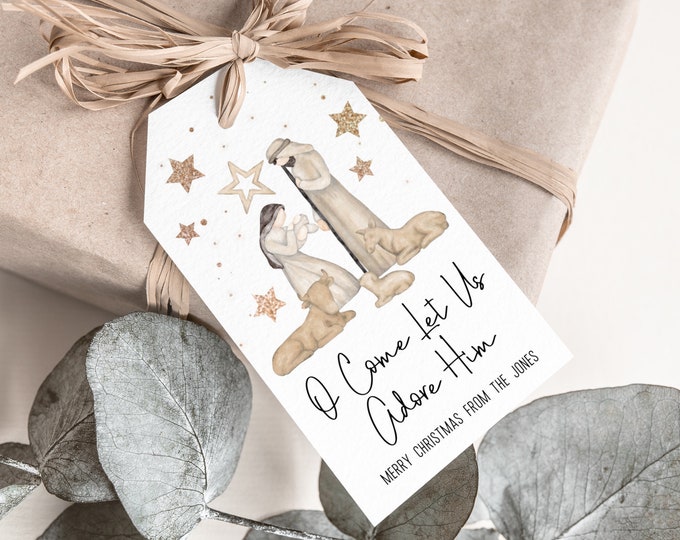 Editable Christmas Tag Nativity, Christian, Christmas Gift Tag ...