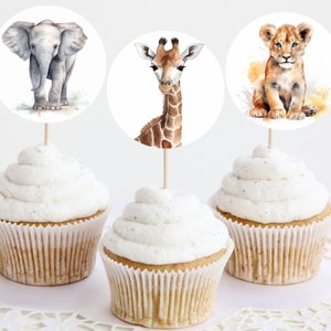 Printable Safari Cupcake Toppers, Jungle Animals