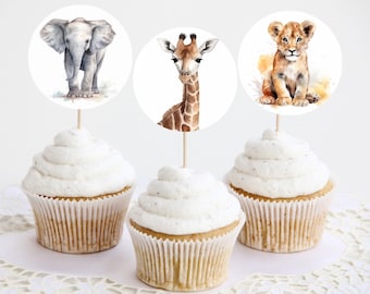 Printable Safari Cupcake Toppers, Jungle Animals