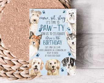 Modello modificabile per invito alla festa di compleanno del cane