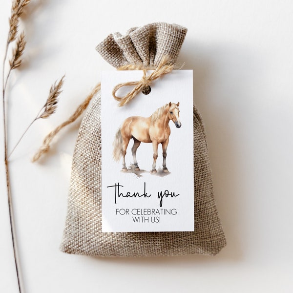 Editable Horse Tag Template | favor tags, printable template, digital download