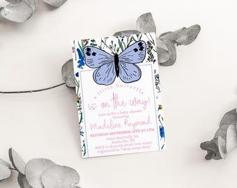 Editable Butterfly Baby Shower Invitation Template