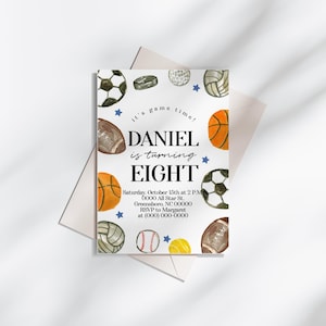 Editable Sports Birthday Party Invitation Template
