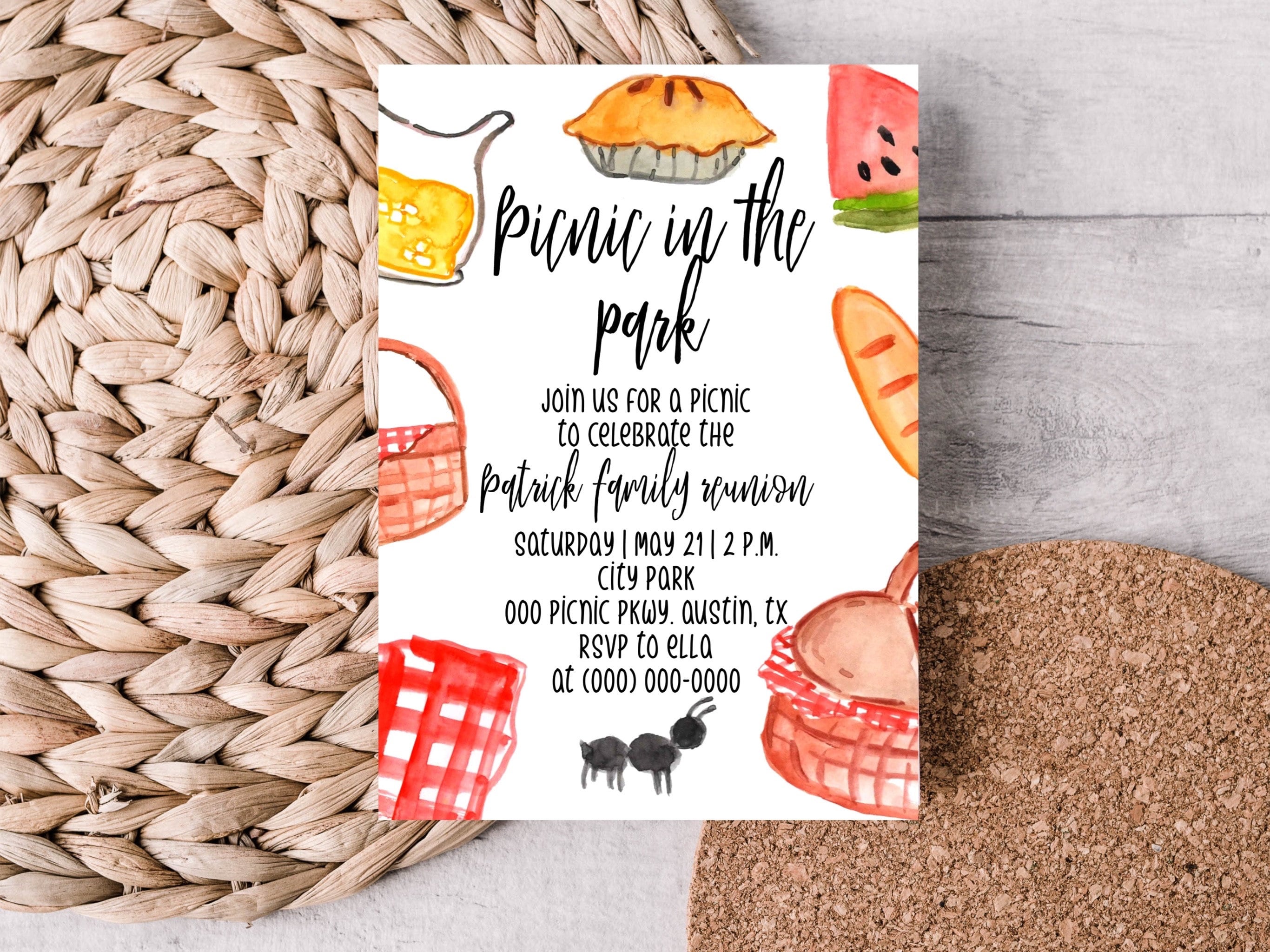 Editable Picnic in the Park Invitation Template