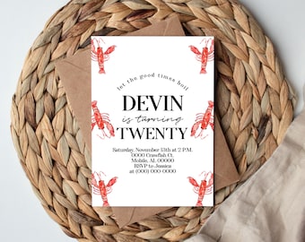 Editable Crawfish Boil Birthday Invitation Template