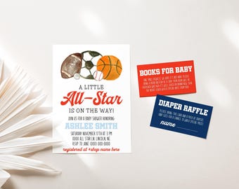 Editable Sports Baby Shower Invitation Template Set