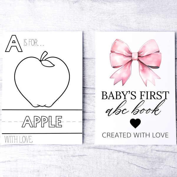 ABC Coloring Book Baby Shower Game | digital download, printable, alphabet, baby’s first ABC book, baby shower activities