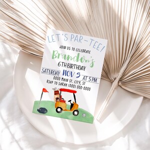 Golf Birthday Invitation Template, Editable Par-Tee Invite, Corjl Printable Golf Party Download
