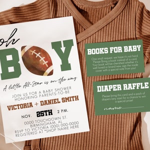 Football Baby Shower Invitation Template Set, Tailgate Baby Shower Invite
