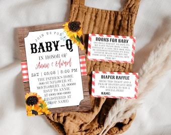 Editable BBQ Baby Shower Invitation Template Set