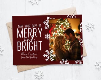 Editable Merry and Bright Photo Christmas Card Template
