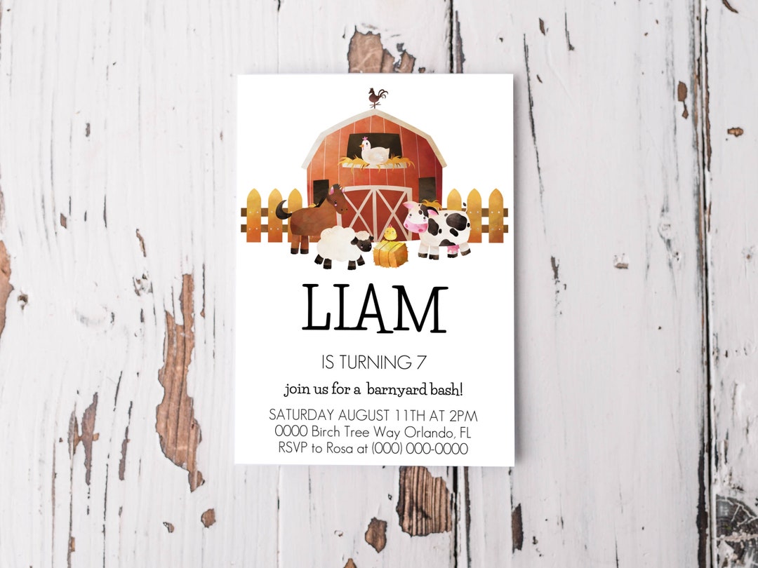 Editable Farm Animals Birthday Invitation Template Barnyard Birthday ...