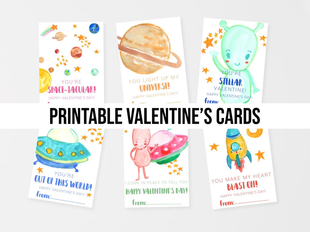 Printable Space Aliens Kid’s Valentines Cards - Etsy