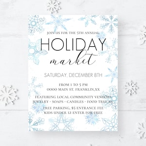 Editable Holiday Market Flyer Template: Christmas Event Poster
