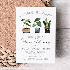 Editable Housewarming Invitation Template, House Warming Invite, Planting New Roots, Corjl