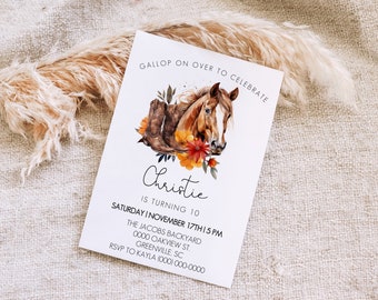 Editable Horse Birthday Party Invitation Template