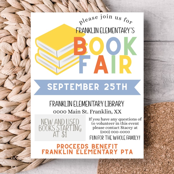 Editable Book Fair Flyer | digital download, printable template, event flyer