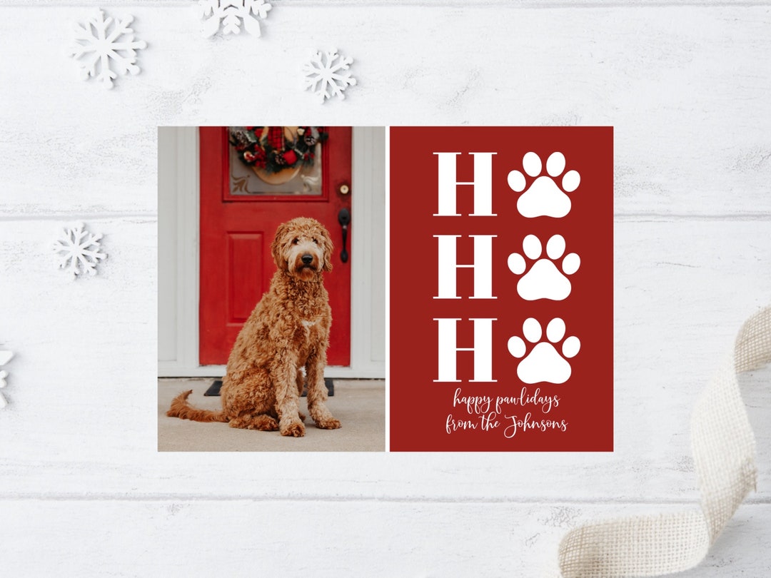 Dog Christmas Card Template Pet Christmas Card Holiday Etsy