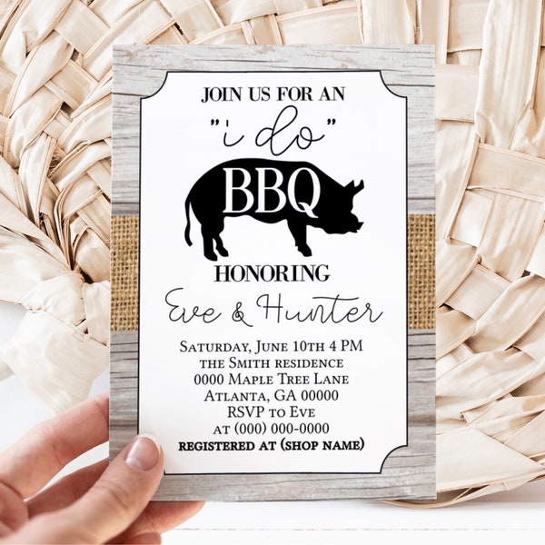 Editable I Do BBQ Invitation Template, couples shower, engagement party, bbq bridal shower, corjl