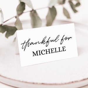 Thanksgiving Place Card Template, Thankful for You Editable Corjl Card, Printable Fall Table Decor