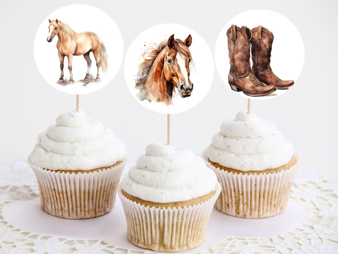 Horse Cupcake Toppers | Digital Download, Printable, Horse Birthday - Etsy