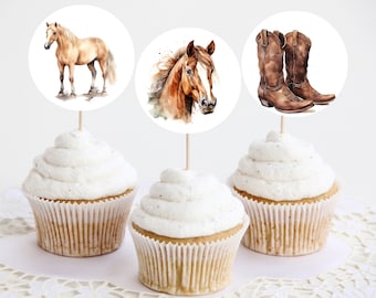 Horse Cupcake Toppers | digital download, printable, horse birthday