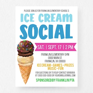 Editable Ice Cream Social Flyer Template