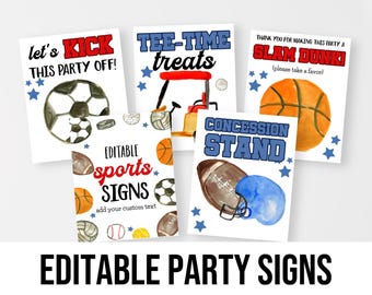 Editable Sports Party Sign Templates
