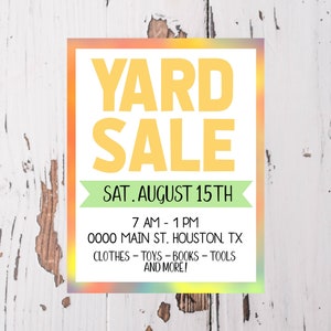 Editable Yard Sale Flyer | digital download, printable template