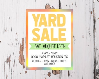 Editable YARD SALE Flyer TEMPLATE, Garage Sale Flyer, Neighborhood Yard ...