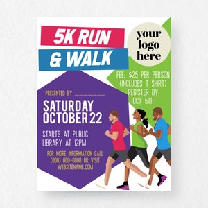 Editable 5k Flyer | flyer template, event flyer, digital download, instant download, printable template
