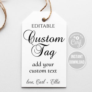 Editable Tag Template Custom Tags Printable Template - Etsy