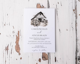 Editable Barn Wedding Invitation | digital download, printable template
