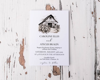 Editable Barn Wedding Invitation Template