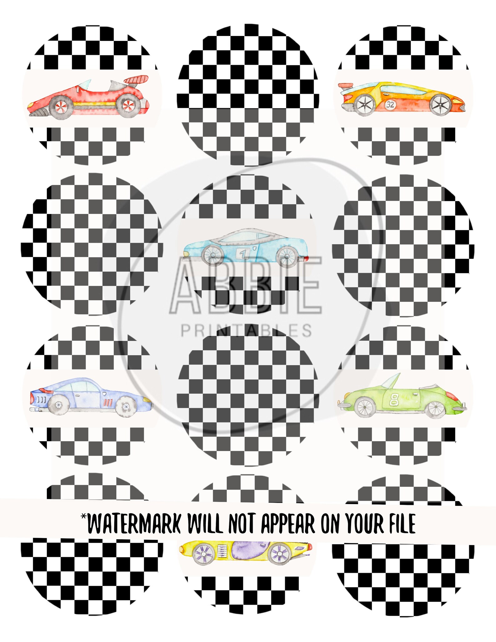 Race Car Cupcake Toppers Digital Download Printable - Etsy