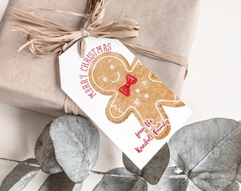 Editable Gingerbread Christmas Gift Tag Template