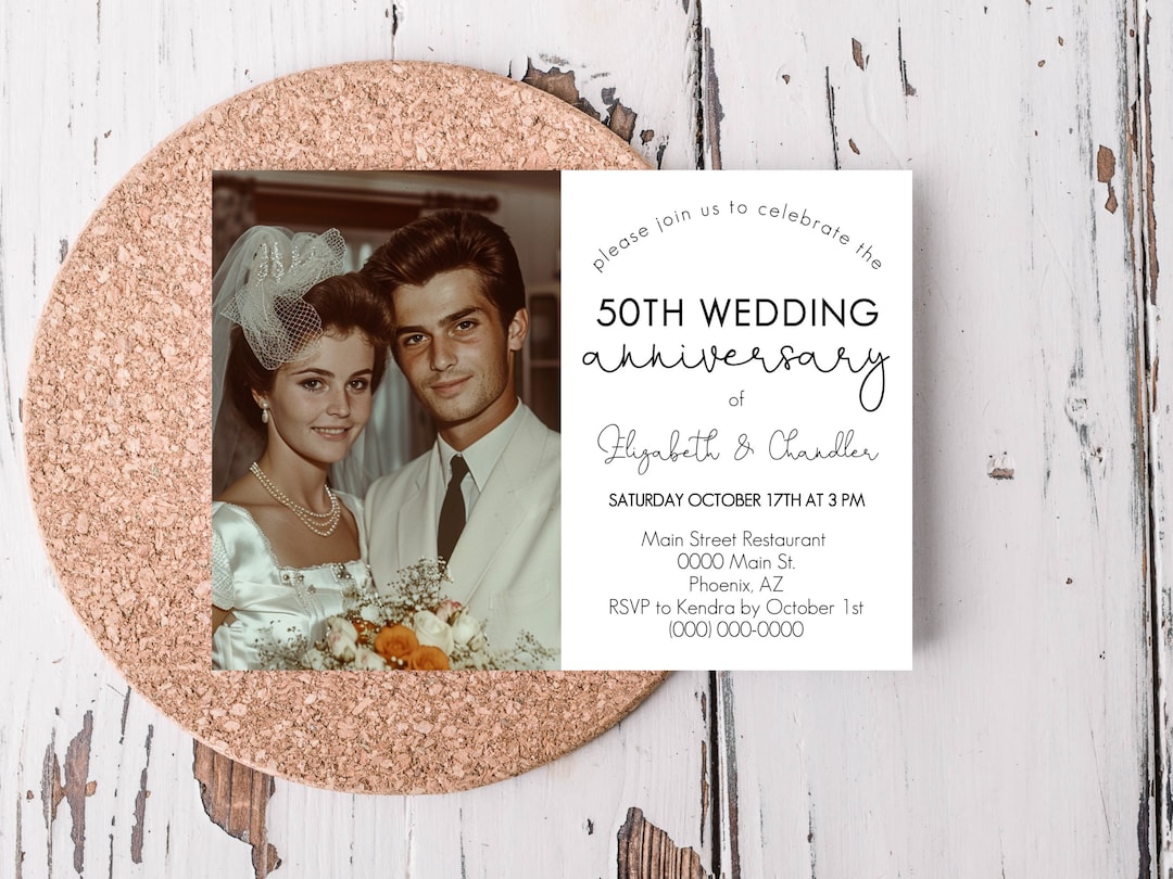 Editable 50th Anniversary Party Invitation Template - Etsy