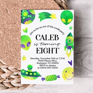 Editable Alien Birthday Invitation Template