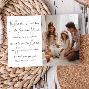 Christian Christmas Photo Card Template: Editable Bible Verse Holiday Greeting