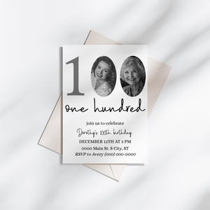 Modèle d'invitation de 100e anniversaire, invitation modifiable de Corjl, téléchargement d'anniversaire d'étape importante