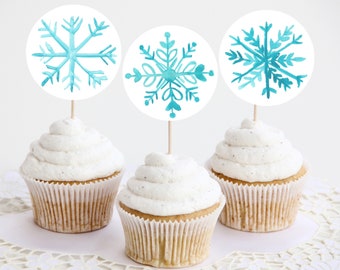 Snowflake Cupcake Toppers | digital download, printable