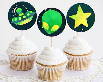 Alien Cupcake Toppers | digital download, printable