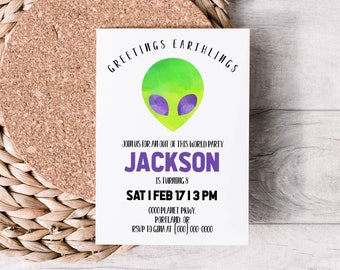 Editable Alien Birthday Invitation Template