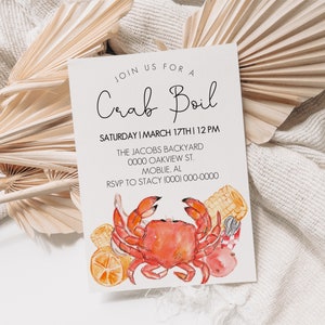 Editable Crab Boil Invitation Template | seafood boil, digital download, printable