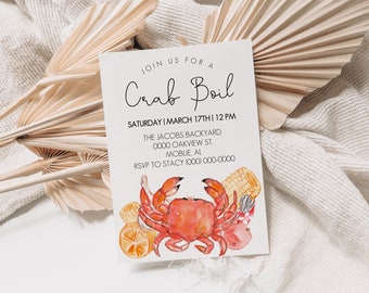 Editable Crab Boil Invitation Template | seafood boil, digital download, printable