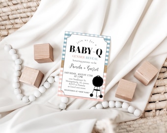 Editable Baby-Q Gender Reveal Invitation Template