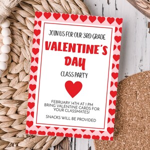 Editable Valentines Day Class Party Invitation Template - Etsy