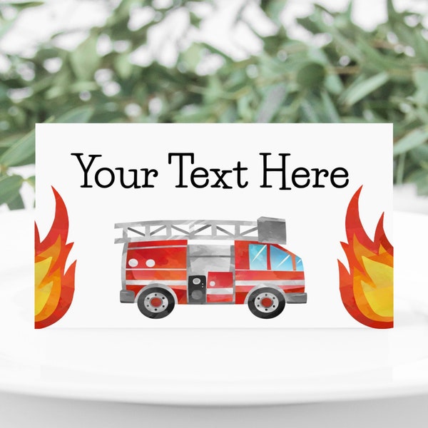 Editable Fire Truck Tent Cards | Firetruck, food labels, food cards, place cards