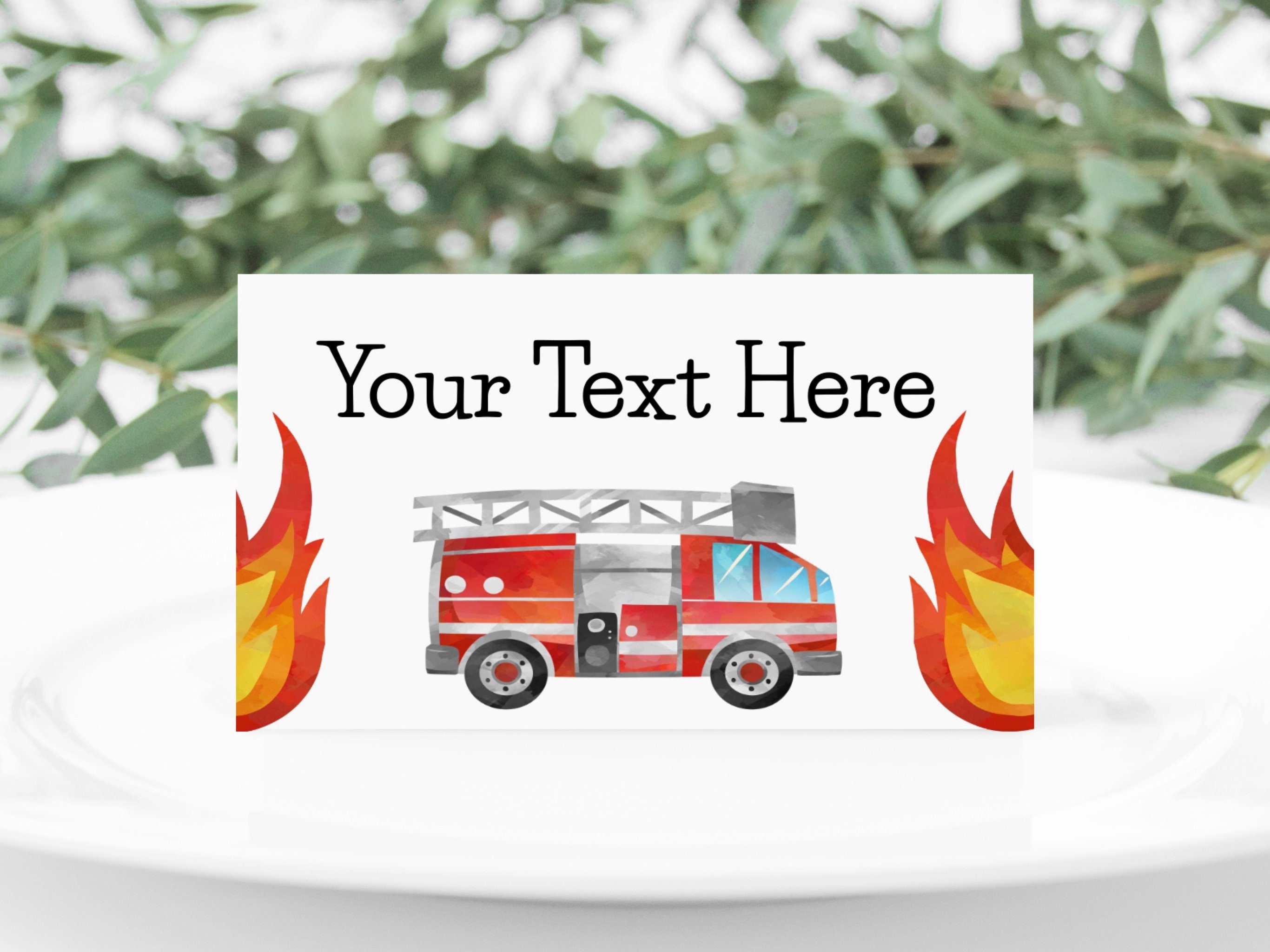 Editable Fire Truck Tent Cards | Firetruck, food labels, food cards, place cards