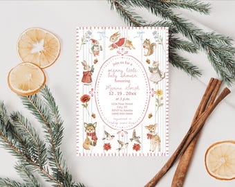 Editable Merry Little Christmas Baby Shower Invitation Template